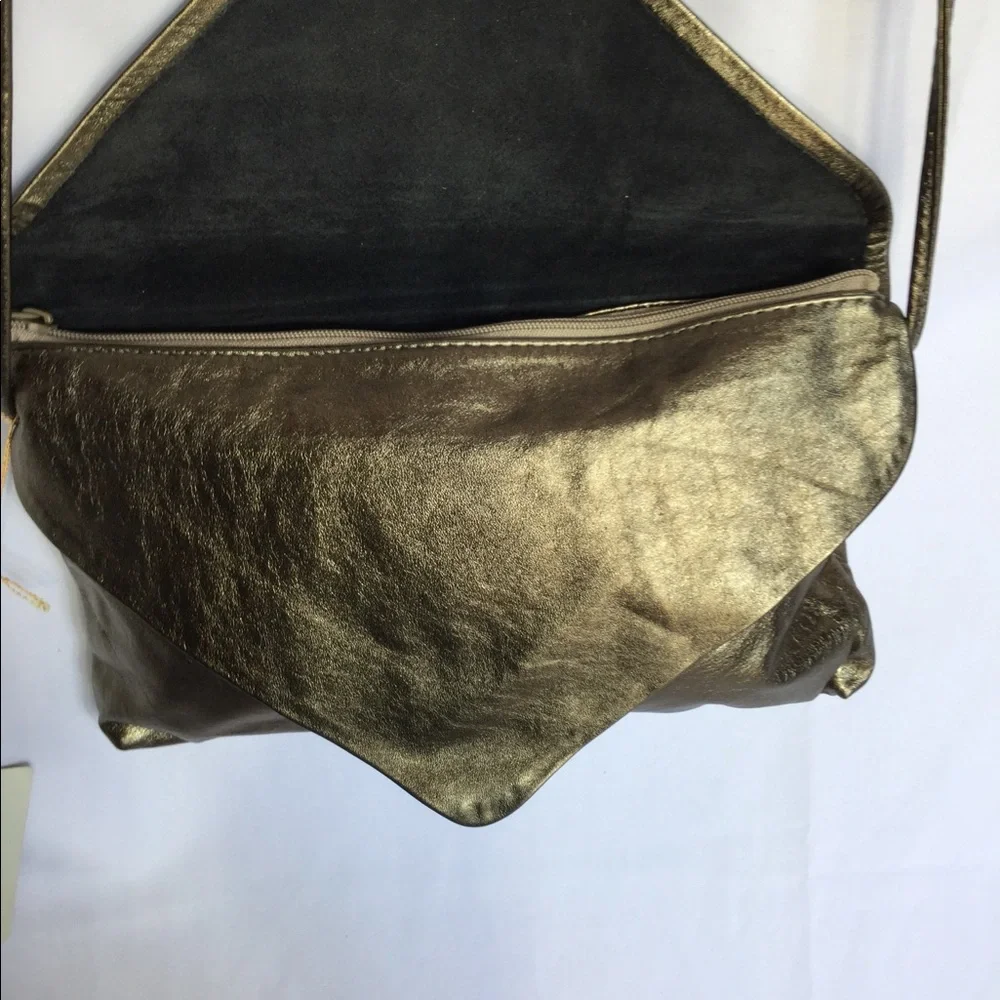 NWT leather envelope bag black or pewter 408